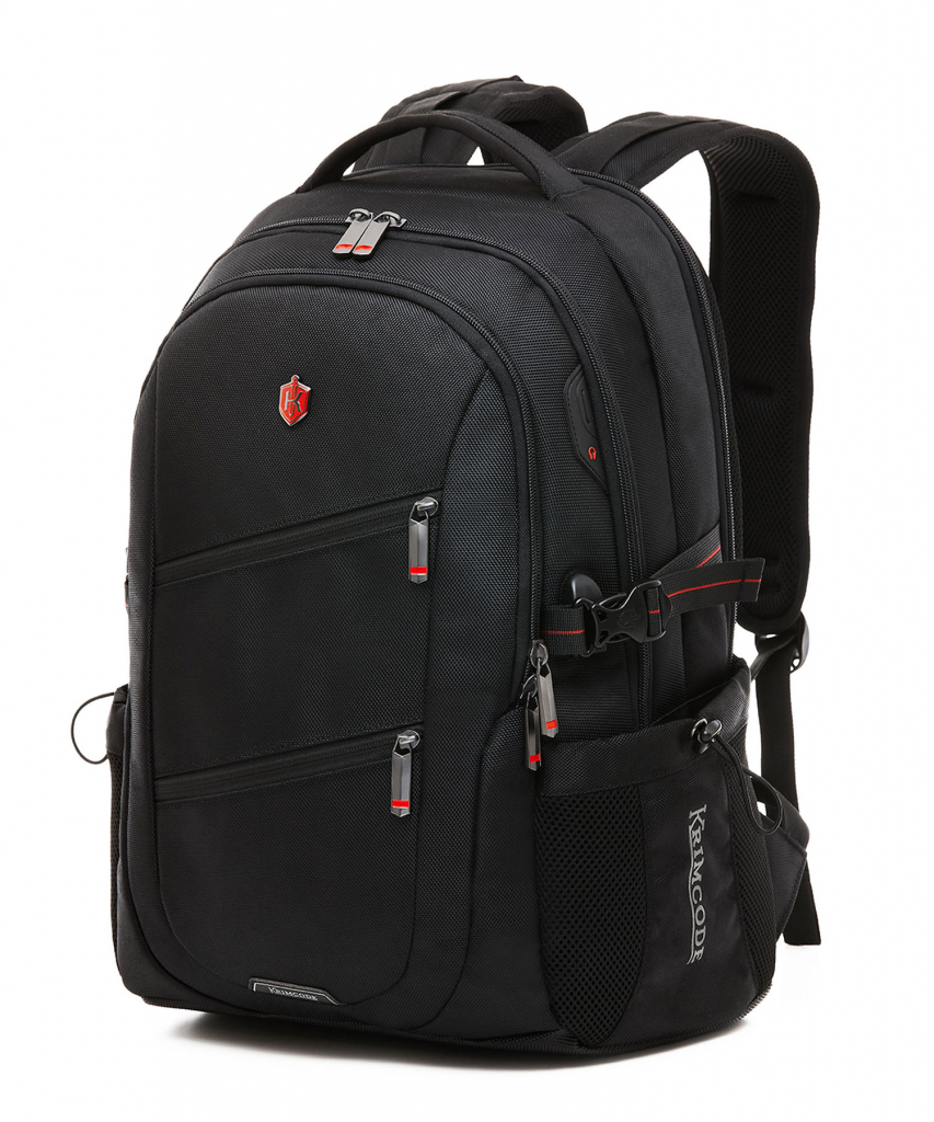 Krimcode Smart Casual Backpack | Double Front Zipper Black